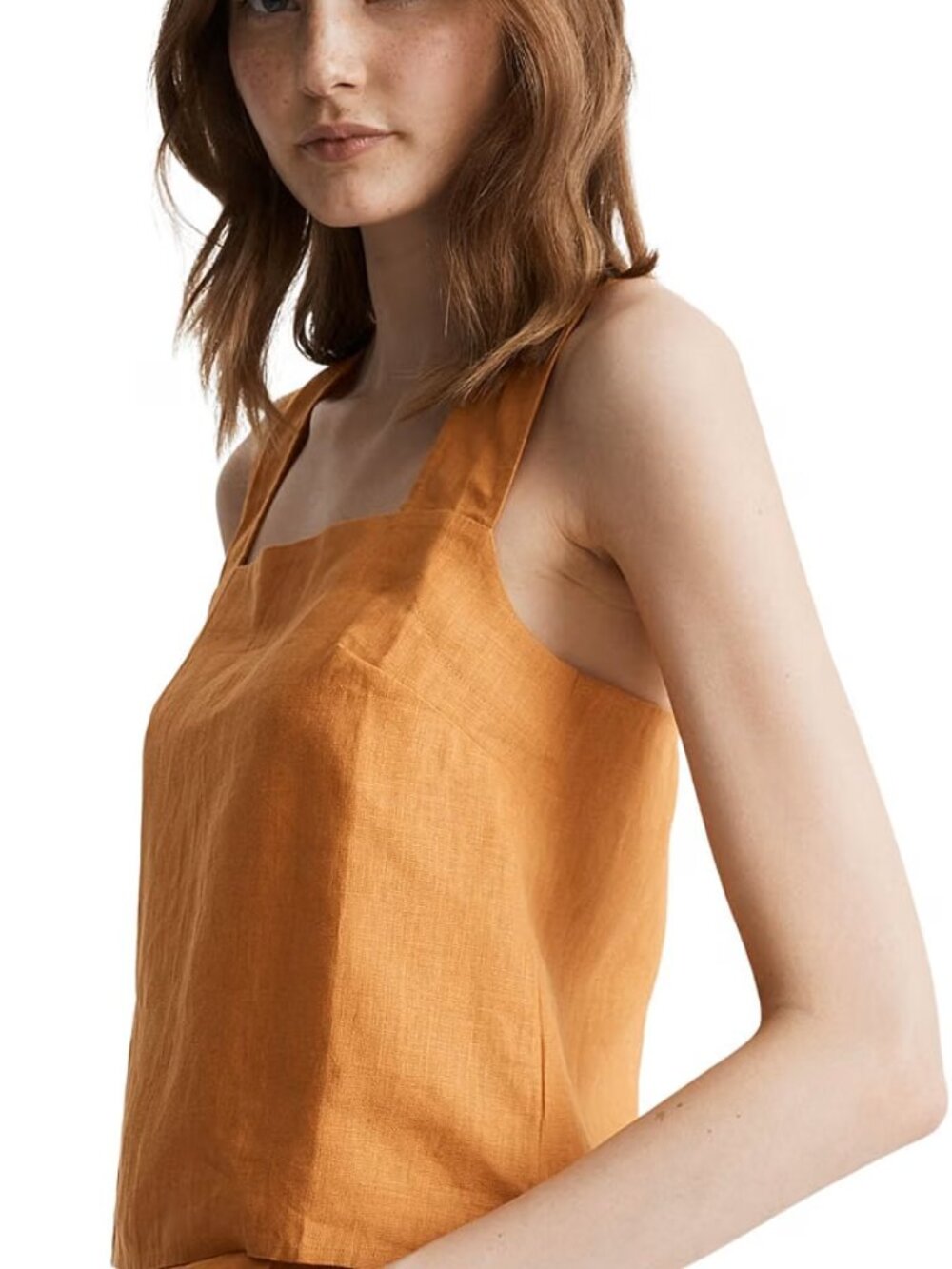 Madewell 100% Linen Cross-Back Sleeveless Top Ochre Fresco 00